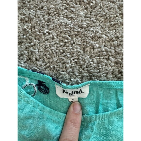 Anthropologie Kindred Blue Floral Embroidered Tunic Top Size PS Feminine Classic - Picture 4 of 5